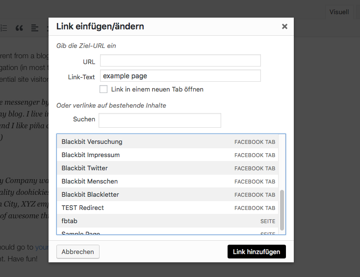 hyperlinks in wordpress einfügen 2