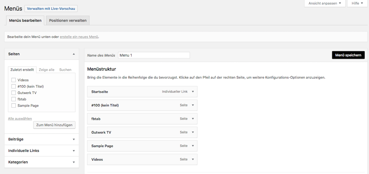 wordpress menues anpassen 2